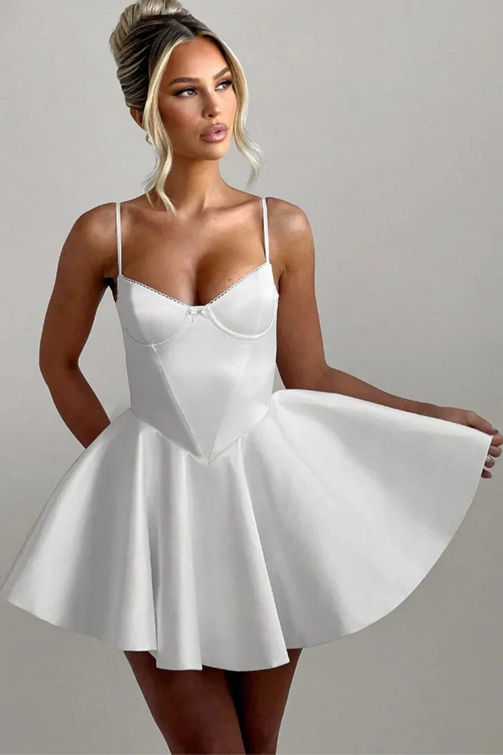 A-line Satin Mini Dress - Tiffany