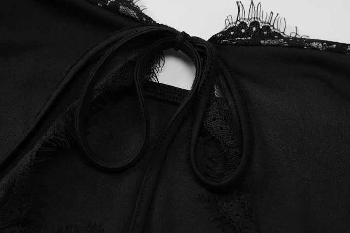 Mini dress decorated with lace and chest tie - Mila