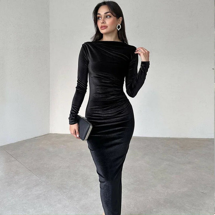 Velvet midi dress - Lorenza