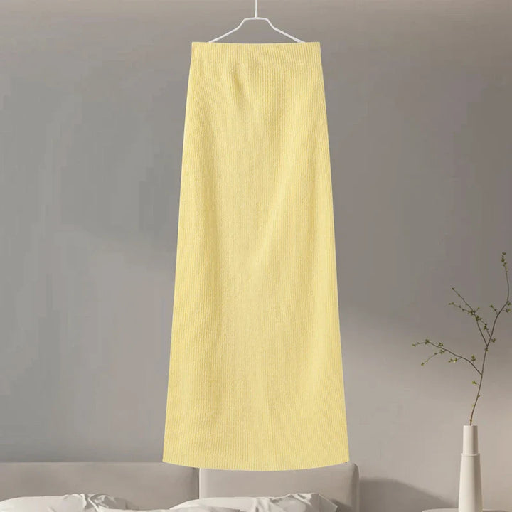 Two-piece knitted set with maxi skirt and tie-up top - Yamit