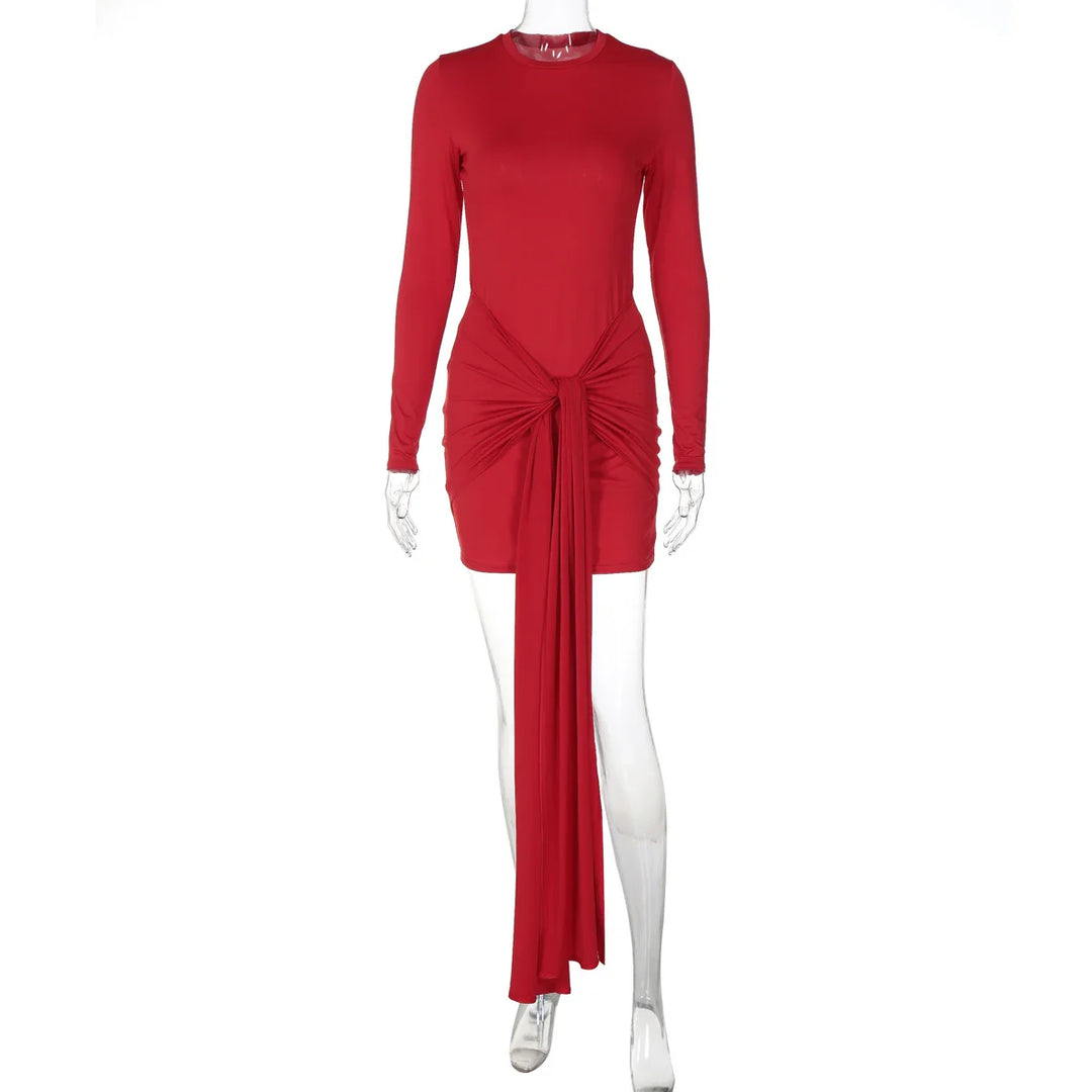 Mini dress with tie design and ruffles - Orna
