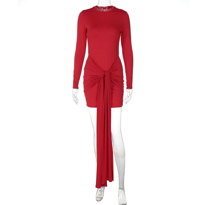 Mini dress with tie design and ruffles - Orna
