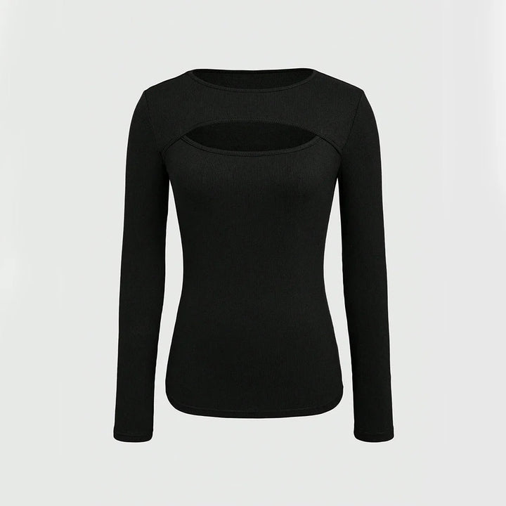 Knitted basic top with cutout design - Irene
