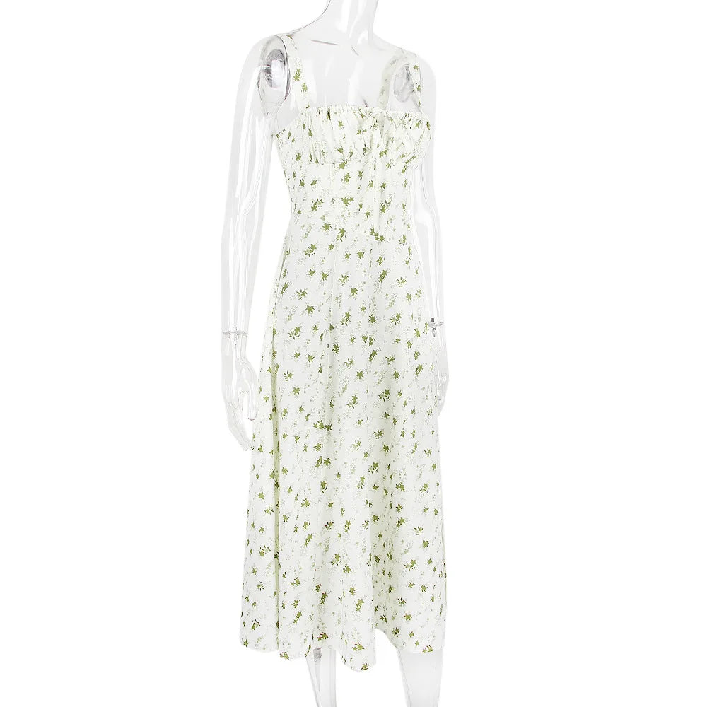Summer Midi Dress with Rustic Design and Slit Decoration - Angelica