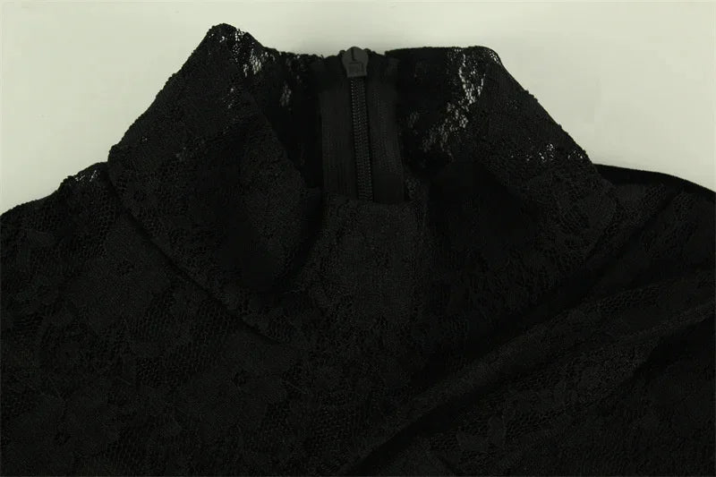 Velvet Golf Mini Dress with Lace Detail - Alaia