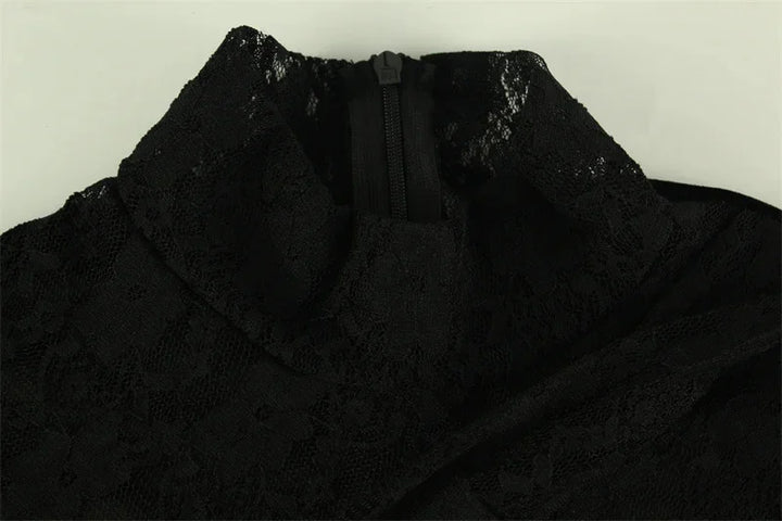 Velvet Golf Mini Dress with Lace Detail - Alaia