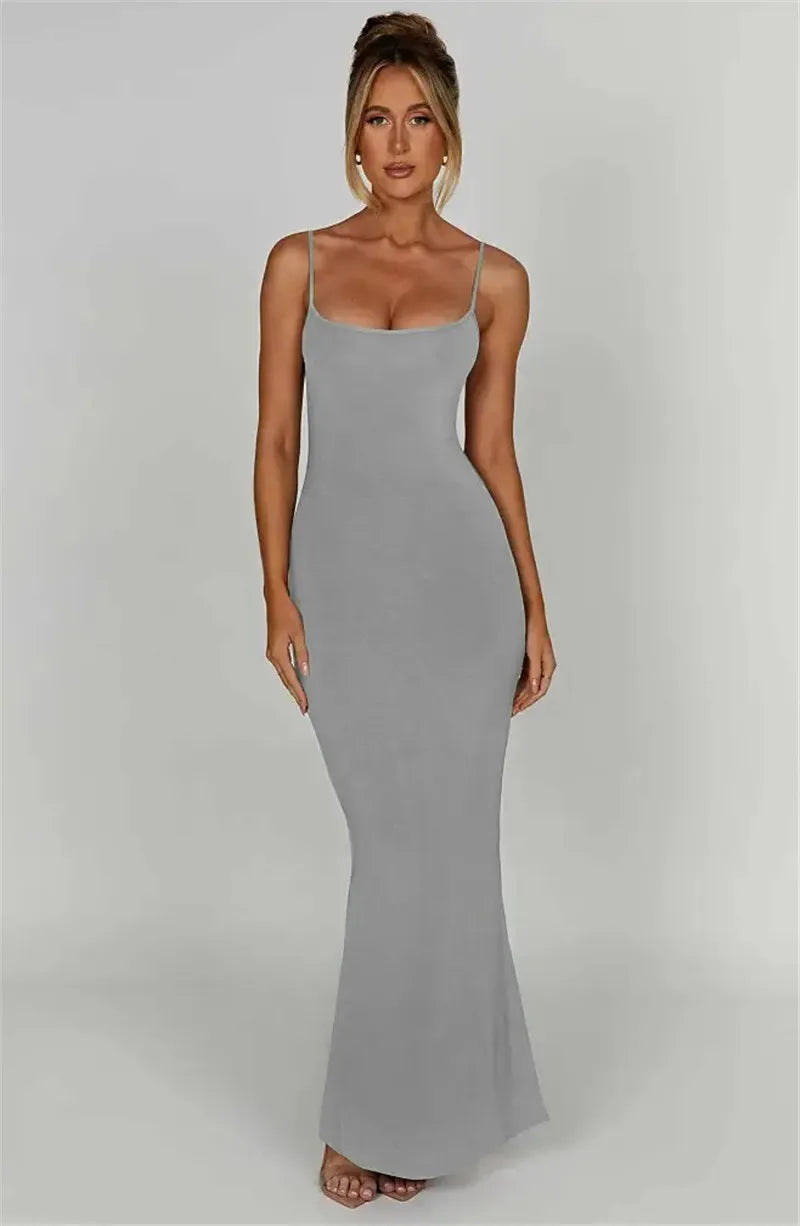 Fitted maxi dress with shaping fabric - Jordi