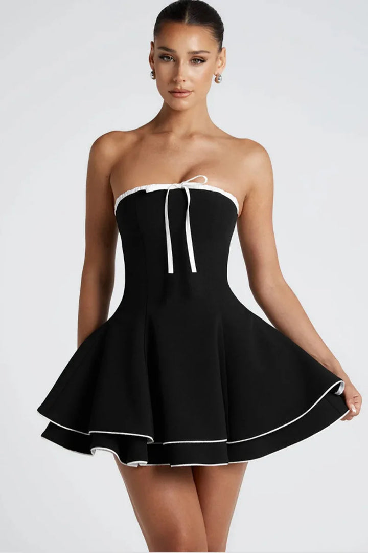 A-line Strapless Ruffled Mini Dress - Jolie