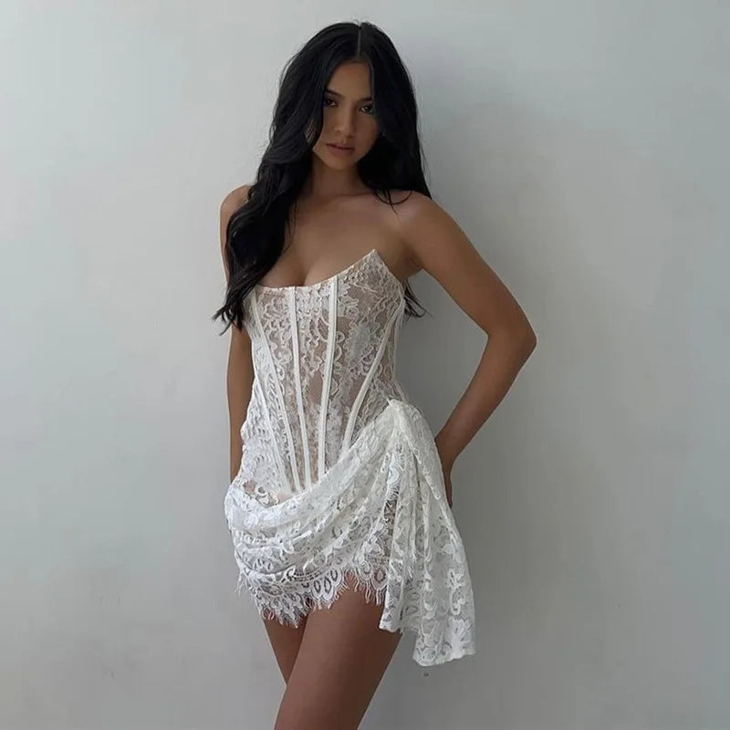 Strapless Lace Mini Dress - Orina