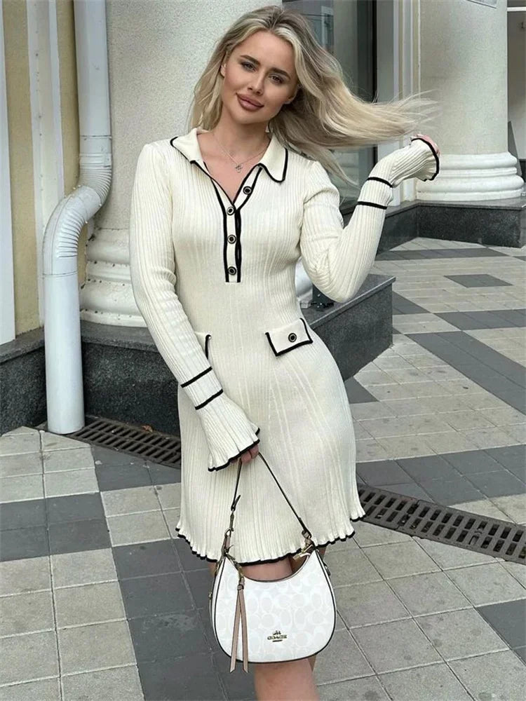 Knitted Maxi/Mini Dress with European Design - Marceline