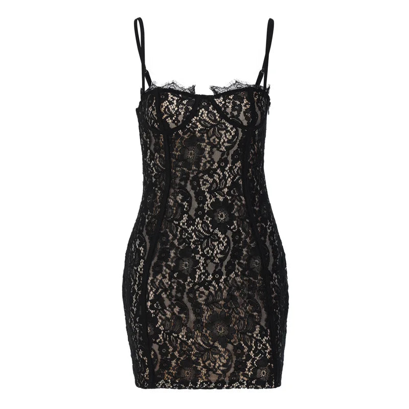 Lace Mini Dress - Chili