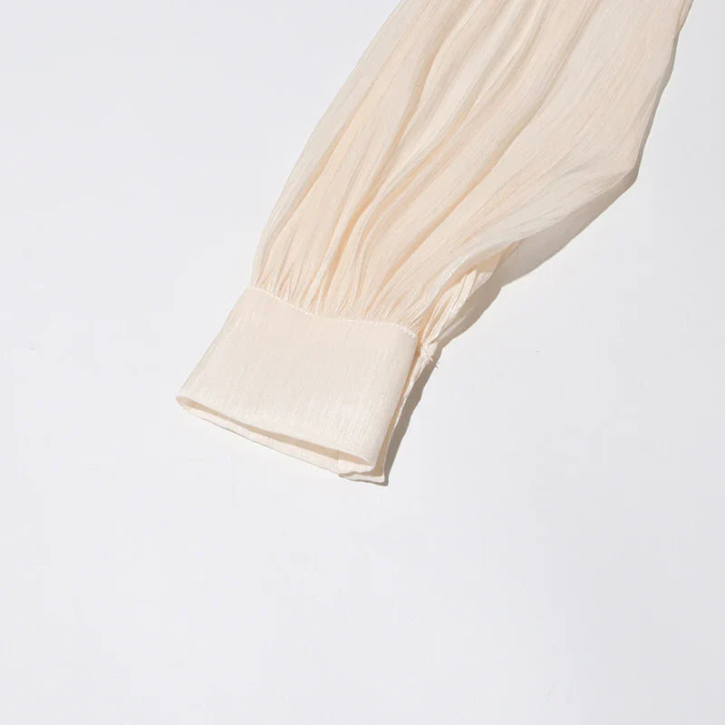 Ruched Mini Dress with Ruffle Detail, Shiny Chiffon Fabric - Lucille
