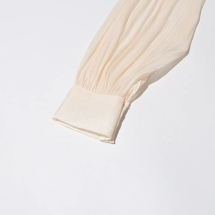 Ruched Mini Dress with Ruffle Detail, Shiny Chiffon Fabric - Lucille
