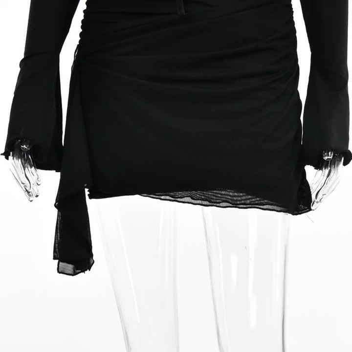 Mini dress with corset design and tie - KASIE