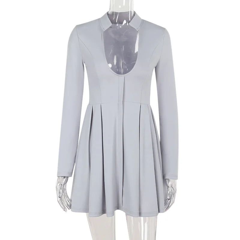 Tailored mini A-line dress with neckline design - Naomi
