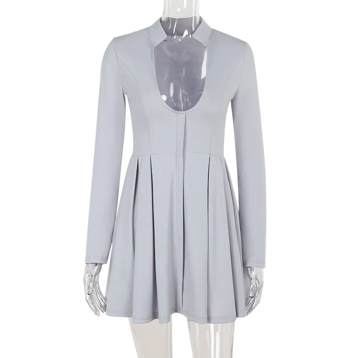 Tailored mini A-line dress with neckline design - Naomi