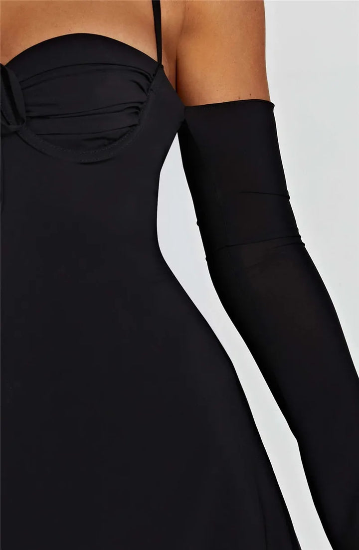 Off-Shoulder Mini Dress with Chest Tie Detail - Romy