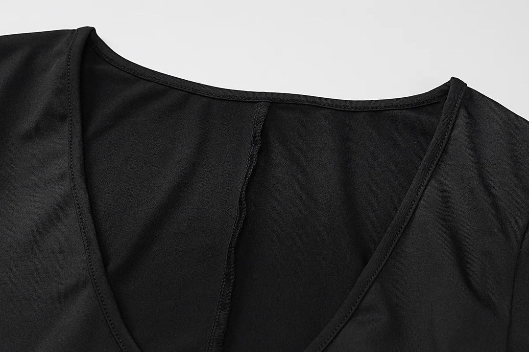 Shaping and Flattering Fabric Jumpsuit with Pedal Pushers and Plunging Neckline - Sirin