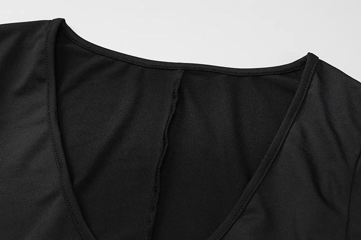 Shaping and Flattering Fabric Jumpsuit with Pedal Pushers and Plunging Neckline - Sirin