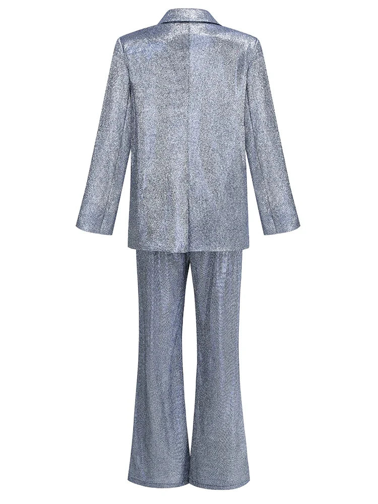 Three-Piece Glitter Suit with Bra, Blazer, and High-Waisted Pedal Pusher Pants - Glory