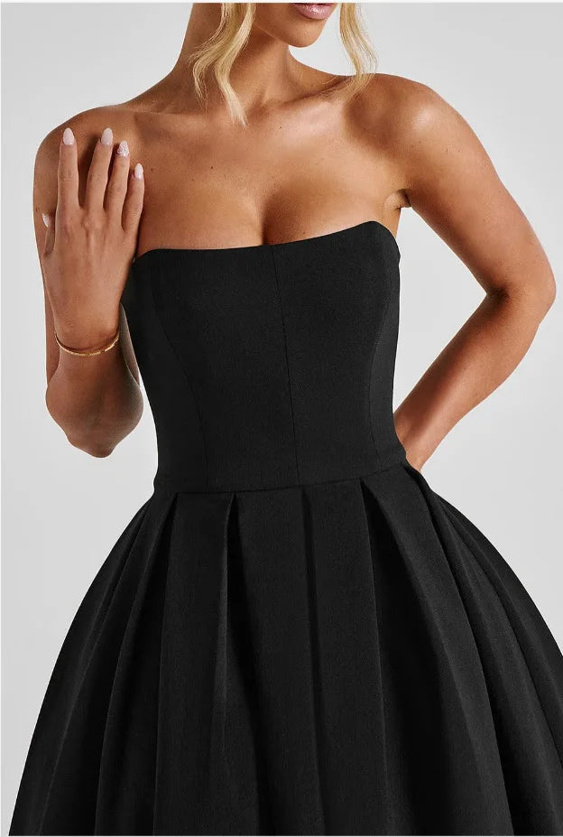 Strapless midi dress in A-line cut - Arya