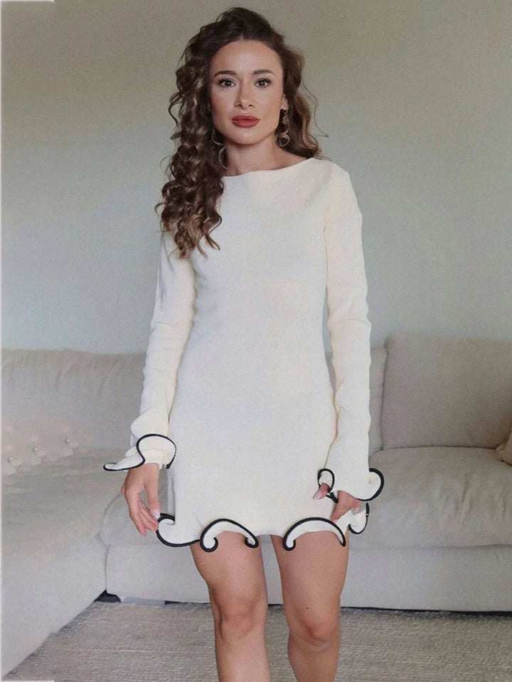 Mini/maxi/strapless knitted dress decorated with waves - RONNIE