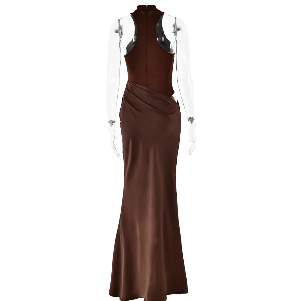 Maxi Dress with Fitted Bodysuit and Satin Skirt - Maris