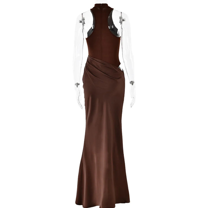 Maxi Dress with Fitted Bodysuit and Satin Skirt - Maris