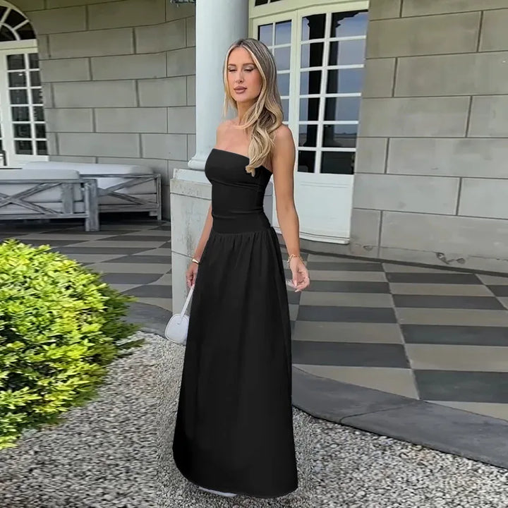 Strapless Maxi Dress with Pockets and A-Line Cut - Indy