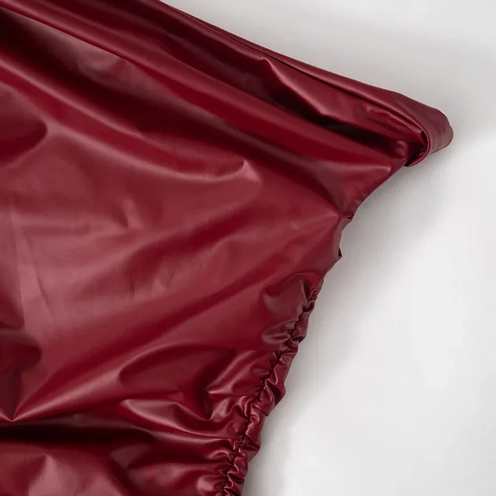 Mini faux leather dress with pleats and off-shoulder design - Meri