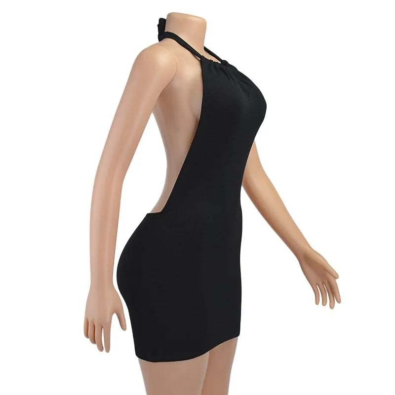 Mini dress with collar and open back - Donna