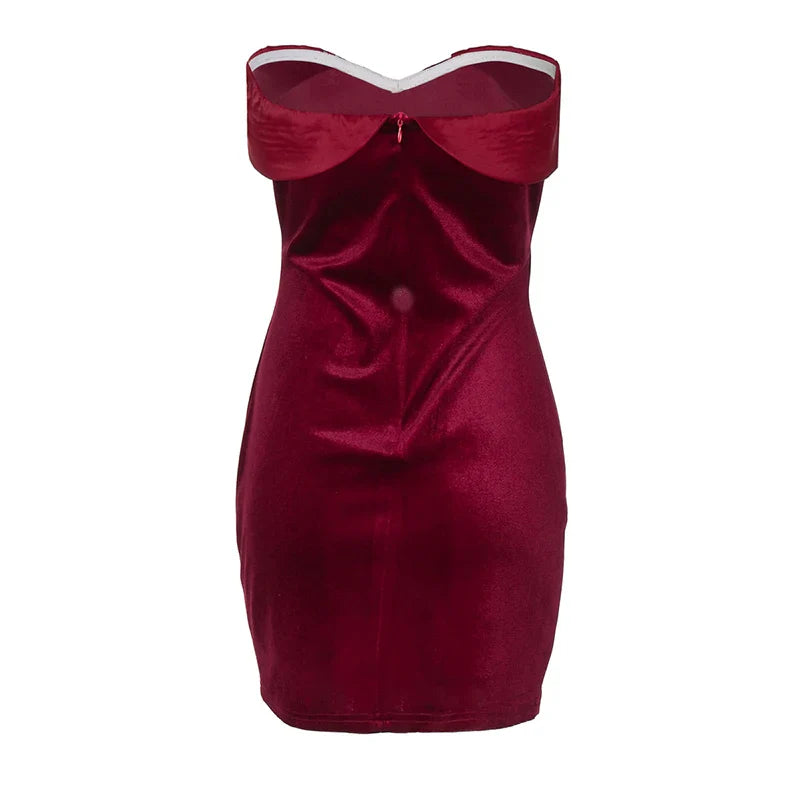Velvet Strapless Mini Dress - Dorin