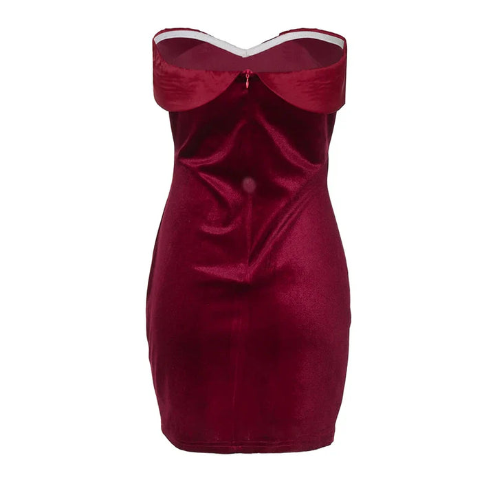 Velvet Strapless Mini Dress - Dorin