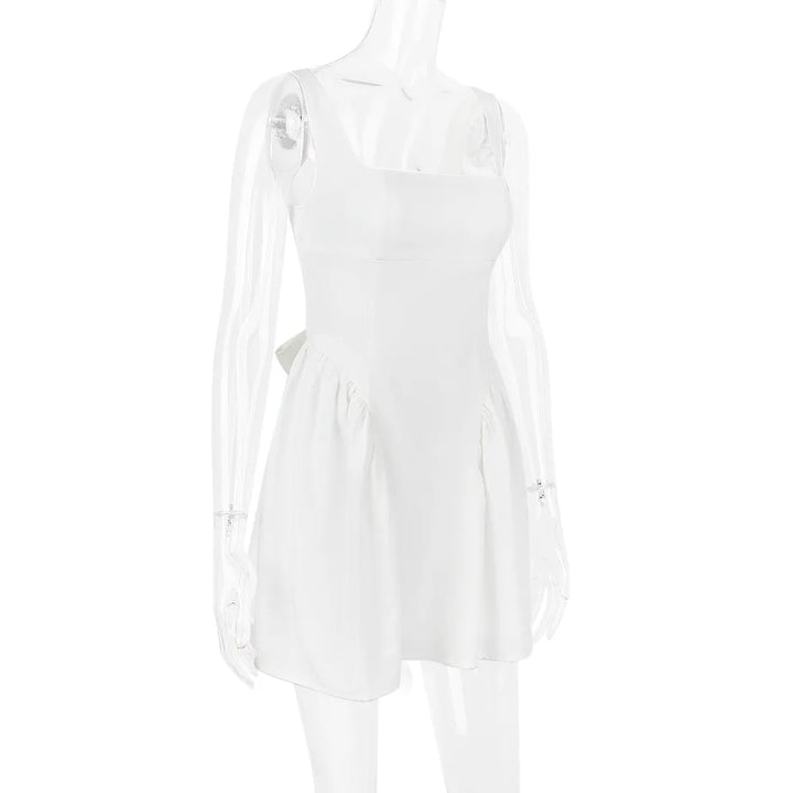 A-Line Mini Dress with Back Bow Tie - Linda