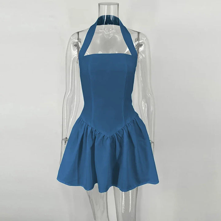 A-Line Mini Dress with Neck Closure - Sahar