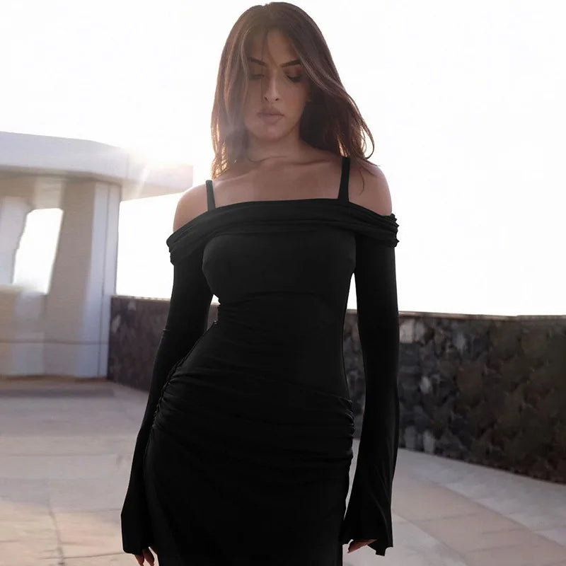 Maxi dress with off-shoulder and strap design - Gala