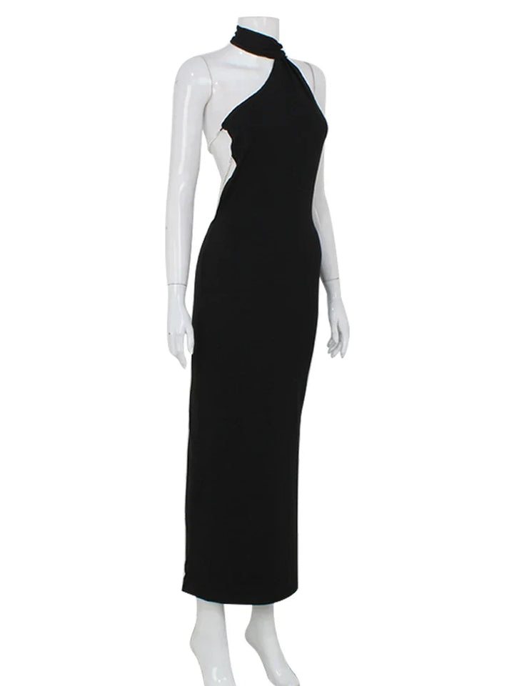 Maxi Dress with Chain Detail on Back and Neck Tie - Annalise