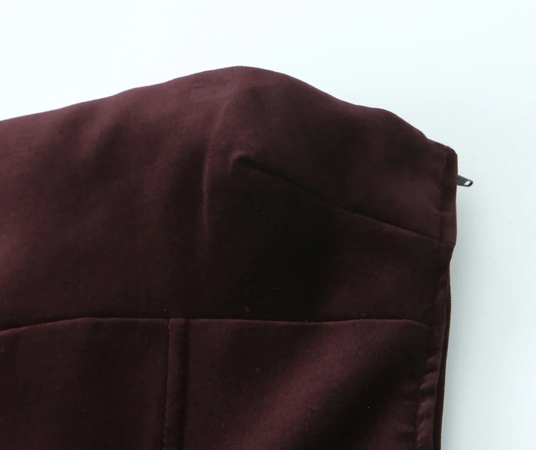 Mini strapless velvet dress with bow decoration on the back - Bailey