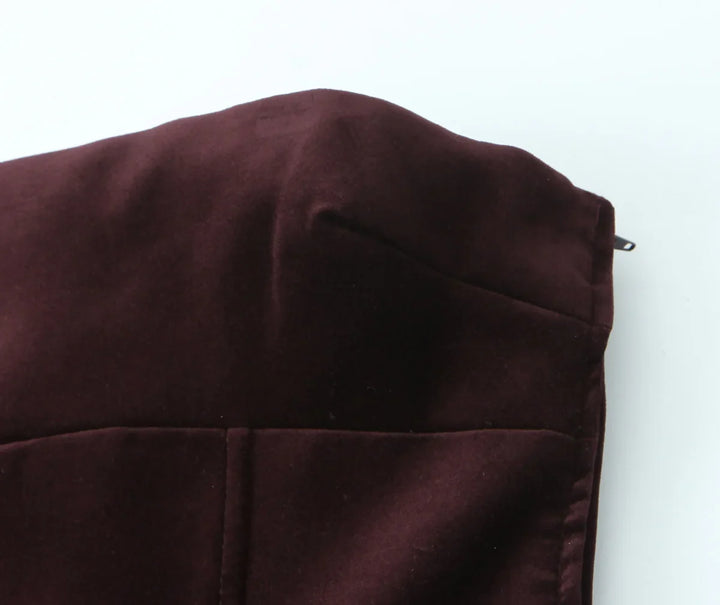 Mini strapless velvet dress with bow decoration on the back - Bailey