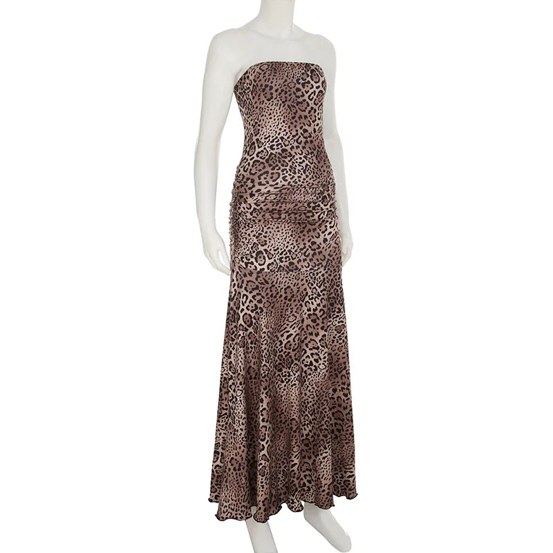 Strapless leopard print maxi dress - Frida