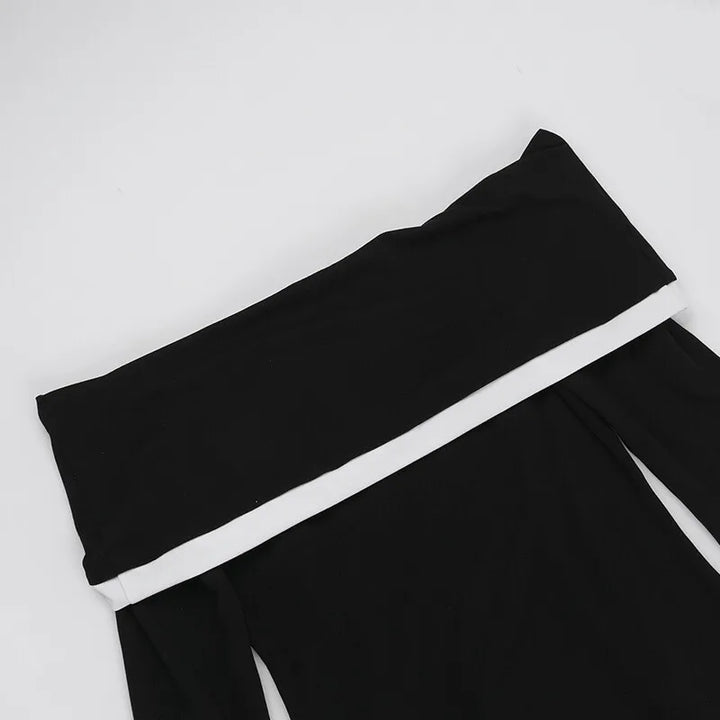 Off-shoulder maxi dress with contour line decoration - Katie