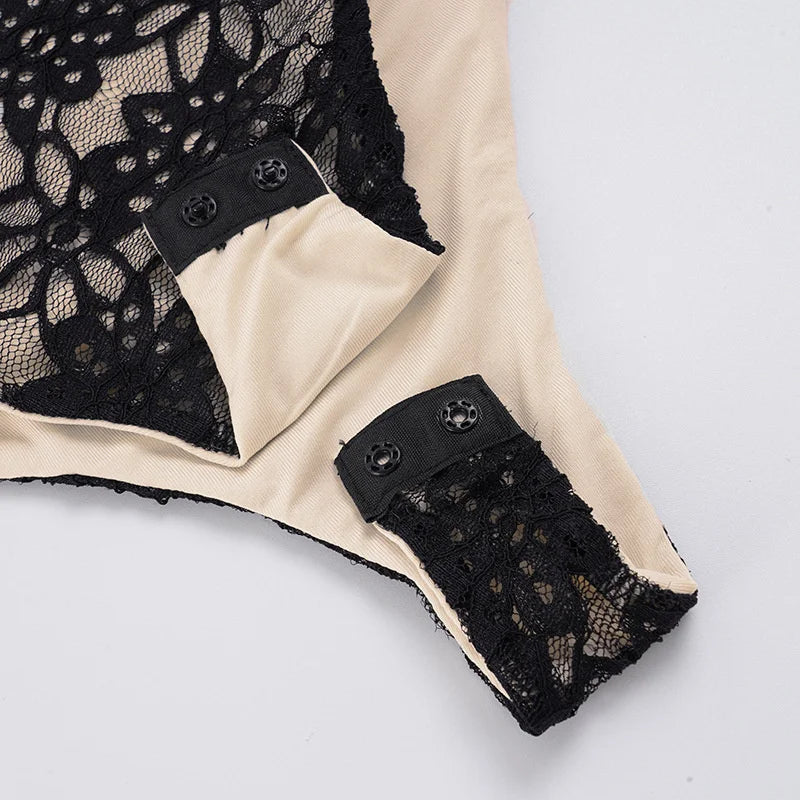 Mini pleated dress with lace bodysuit design - LISS