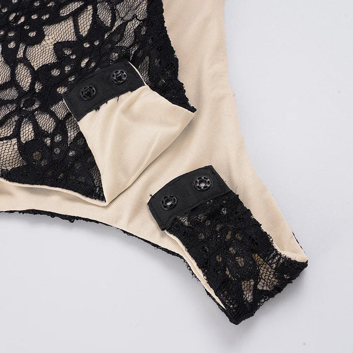 Mini pleated dress with lace bodysuit design - LISS