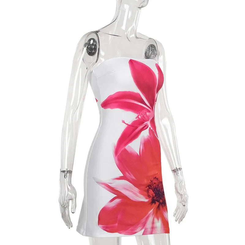 Strapless mini dress with floral print detail - Shay Lee