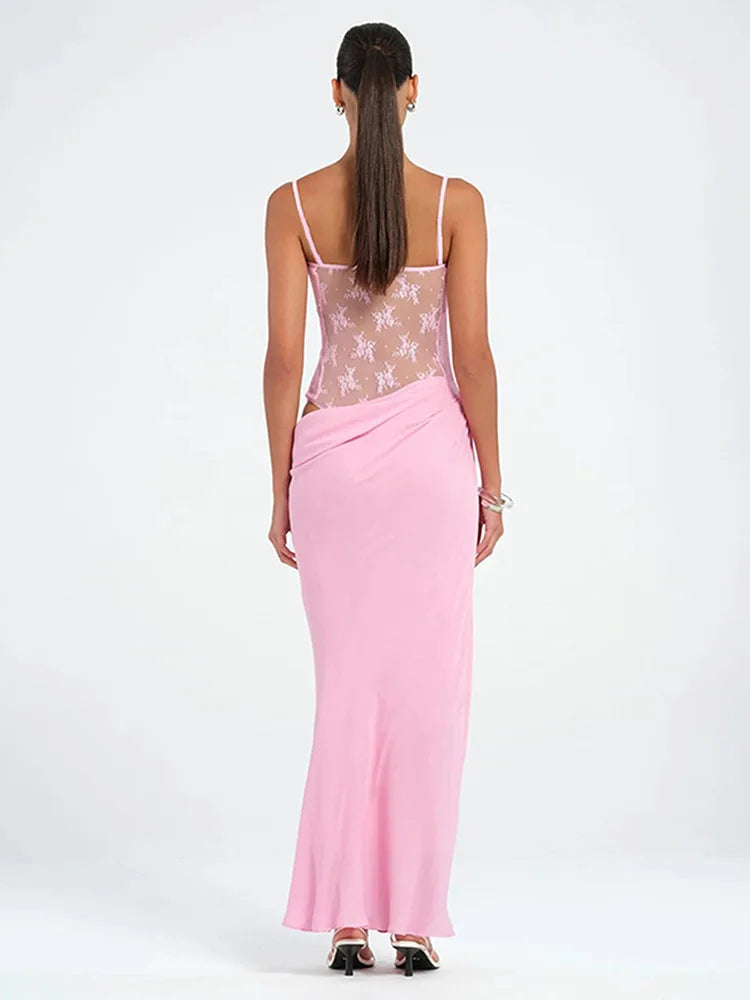 Maxi dress with lace decoration - Sherry