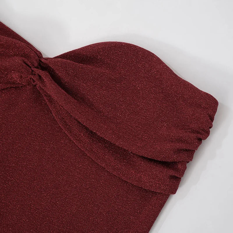 Strapless Maxi Dress with Glitter and Ruching Design - Harlee