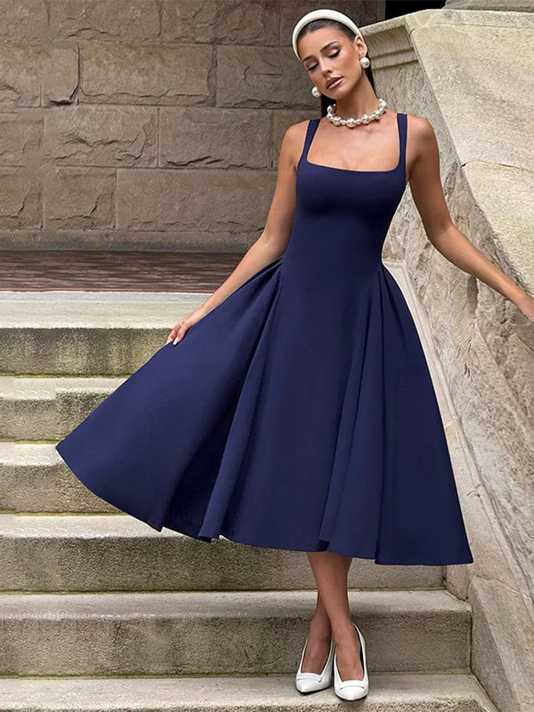 Elegant Midi A-Line Dress - Saar
