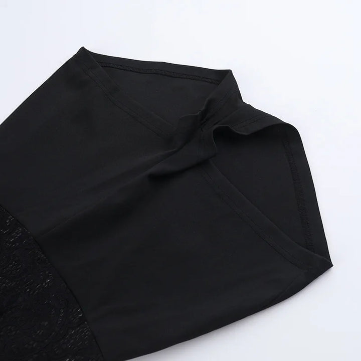 Short lace jumpsuit with long sleeves, hoop design, and open back - Hunter