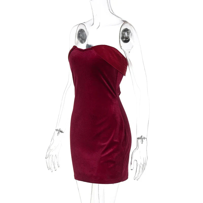 Velvet Strapless Mini Dress - Dorin