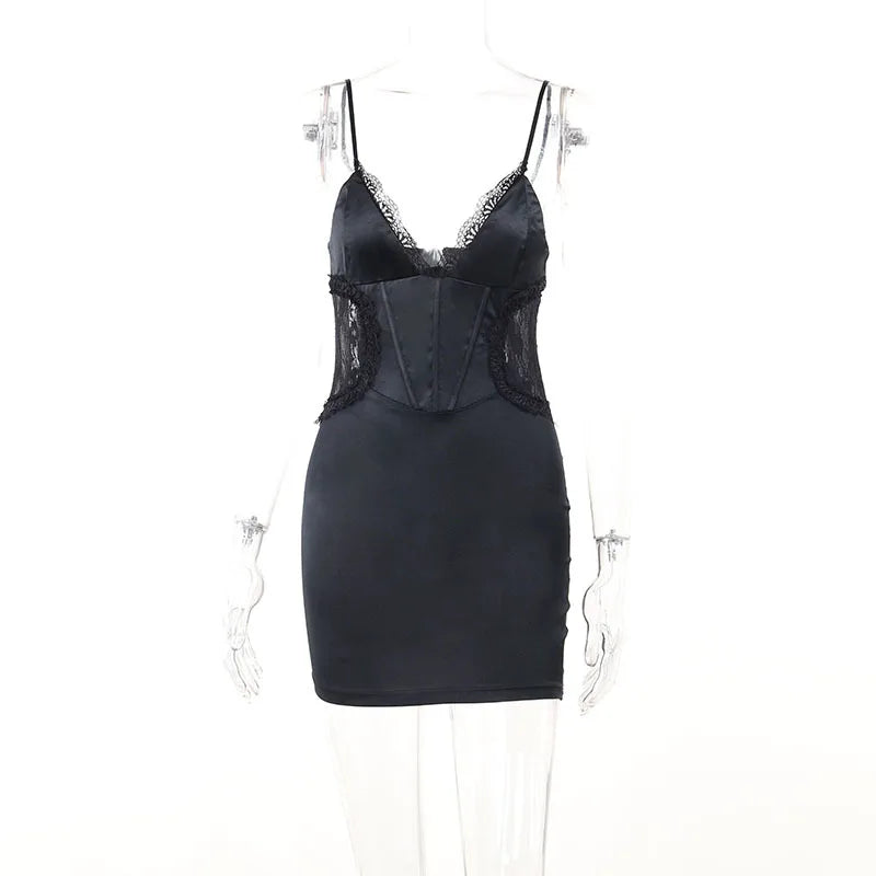 Mini Dress with Lace Inserts - Kylie